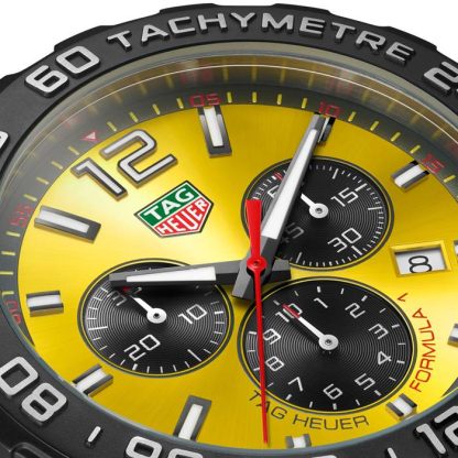 TAG Heuer Formula 1 Quartz Chronograph 200M 43mm Montre Homme Caoutchouc Jaune CAZ101AM.FT8054 – Image 3