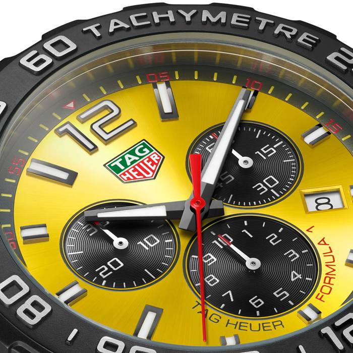 TAG Heuer Formula 1 Quartz Chronograph 200M 43mm Montre Homme Caoutchouc Jaune CAZ101AM.FT8054 – Image 3