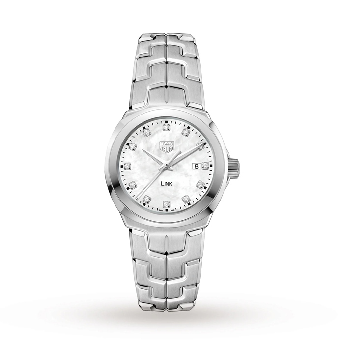 TAG Heuer Link Quartz Date Mother Of Pearl 32mm Ladies Watch WBC1312.BA0600