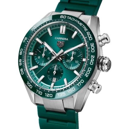 TAG Heuer Montre Homme Carrera Chronograph 44mm Caoutchouc Vert CBN2A1N.FT6238 – Image 2
