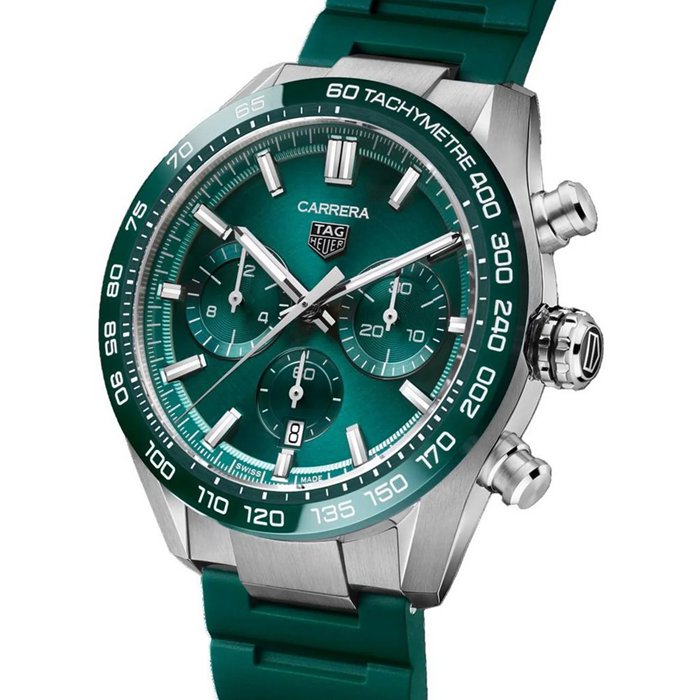 TAG Heuer Montre Homme Carrera Chronograph 44mm Caoutchouc Vert CBN2A1N.FT6238 – Image 2