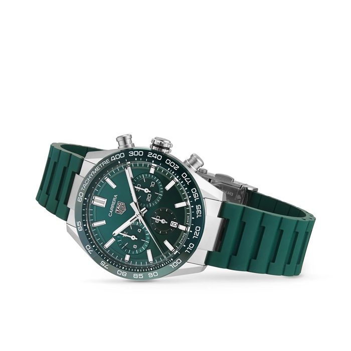 TAG Heuer Montre Homme Carrera Chronograph 44mm Caoutchouc Vert CBN2A1N.FT6238 – Image 3