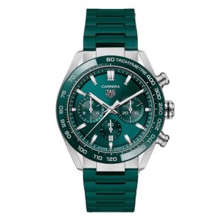TAG Heuer Montre Homme Carrera Chronograph 44mm Caoutchouc Vert CBN2A1N.FT6238