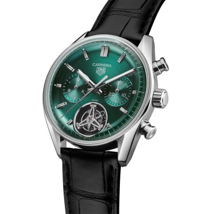TAG Heuer Montre Homme Carrera Chronograph Tourbillon 42mm Vert CBS5011.FC6566 – Image 2