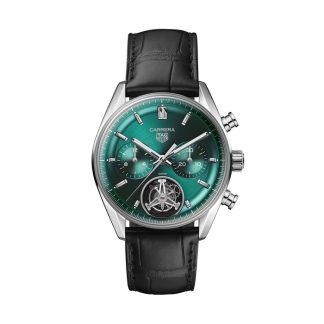 TAG Heuer Montre Homme Carrera Chronograph Tourbillon 42mm Vert CBS5011.FC6566